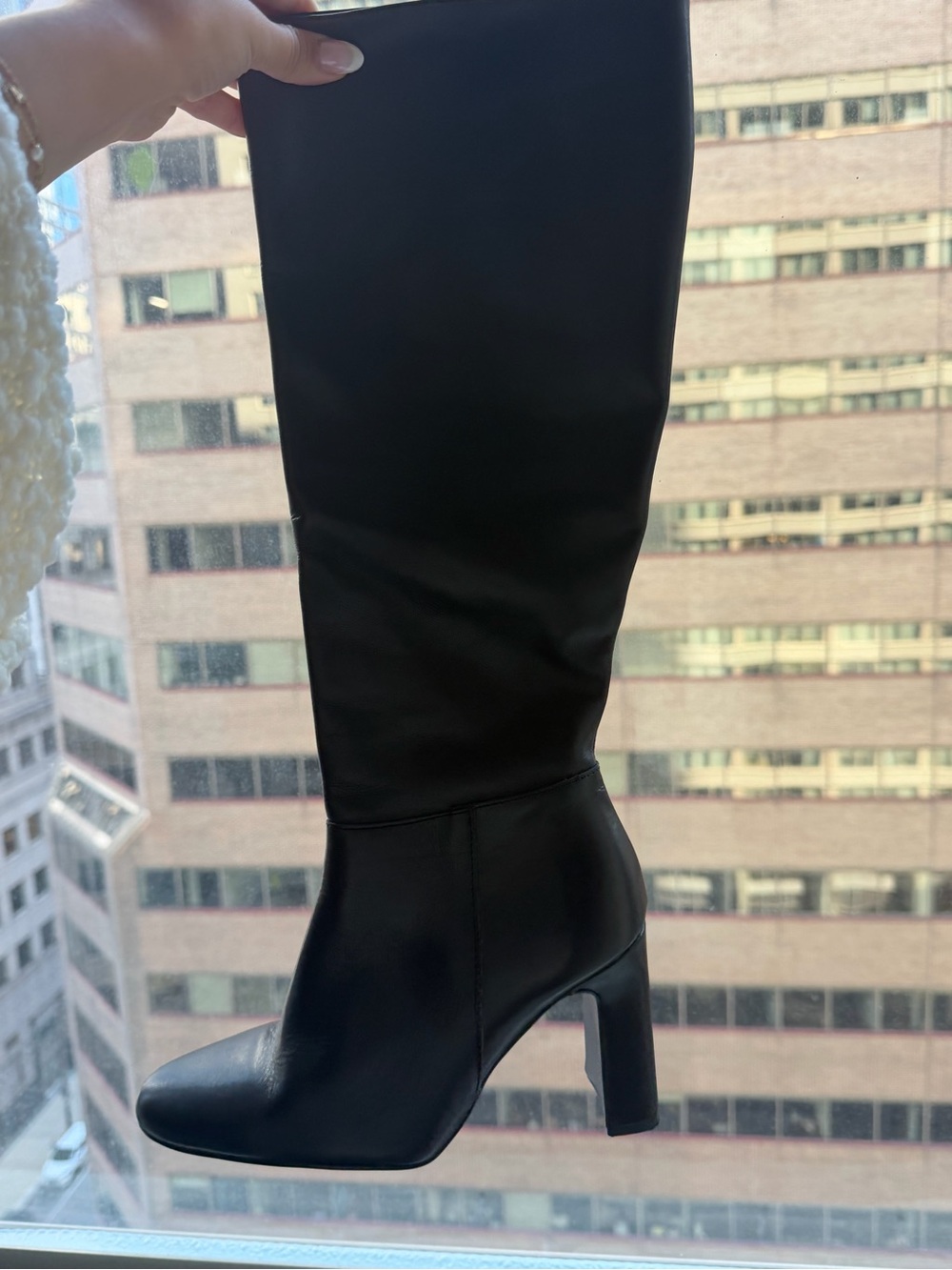 Mango Black Leather Heeled Boots